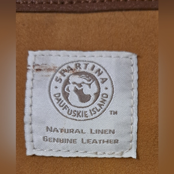 Spartina 449 Leather & Linen Boho Neutral Jewelery Travel Vacation Case Pouch - Picture 8 of 8